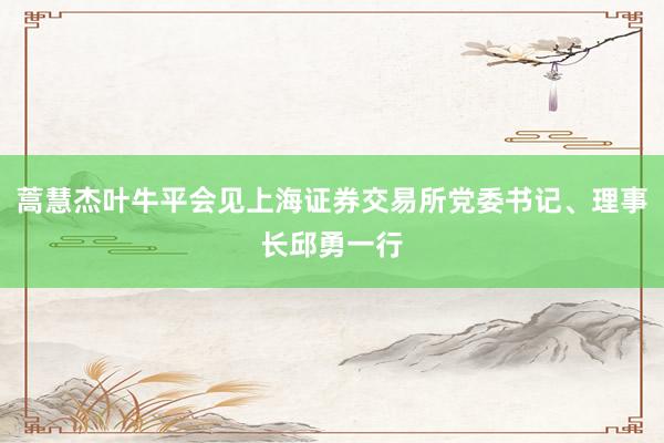 蒿慧杰叶牛平会见上海证券交易所党委书记、理事长邱勇一行