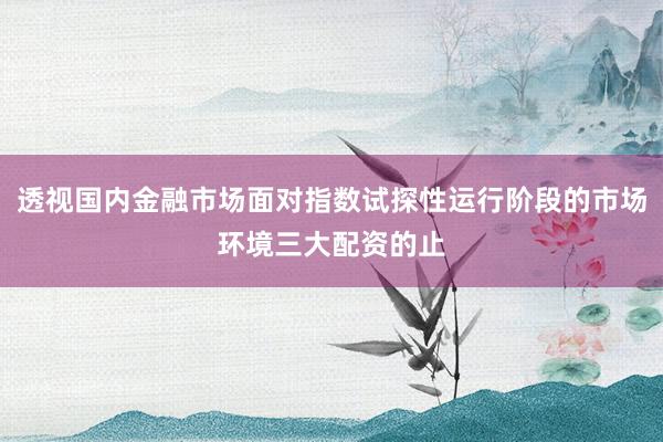 透视国内金融市场面对指数试探性运行阶段的市场环境三大配资的止