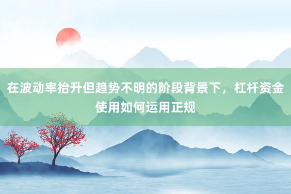 在波动率抬升但趋势不明的阶段背景下，杠杆资金使用如何运用正规