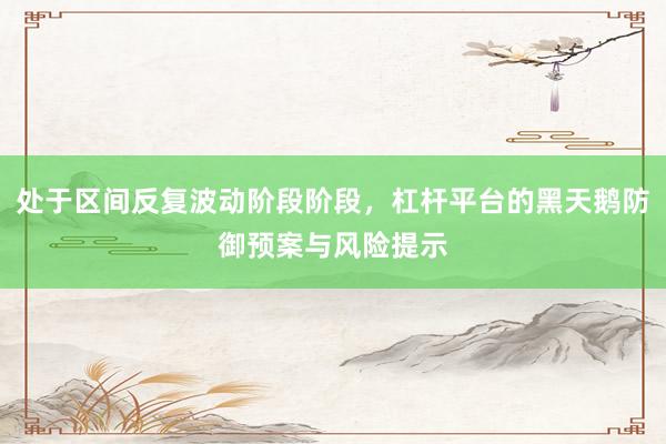 处于区间反复波动阶段阶段，杠杆平台的黑天鹅防御预案与风险提示