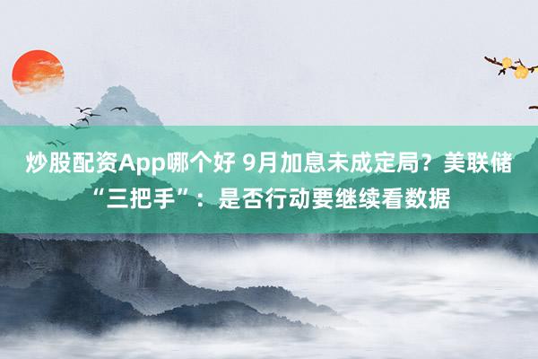 炒股配资App哪个好 9月加息未成定局？美联储“三把手”：是否行动要继续看数据