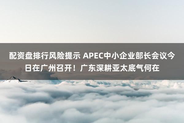 配资盘排行风险提示 APEC中小企业部长会议今日在广州召开！广东深耕亚太底气何在