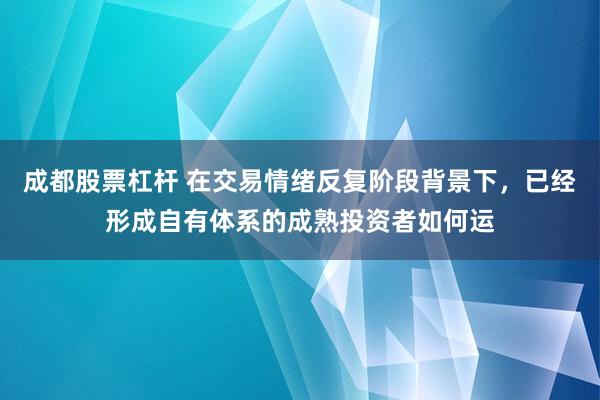 成都股票杠杆 在交易情绪反复阶段背景下，已经形成自有体系的成熟投资者如何运